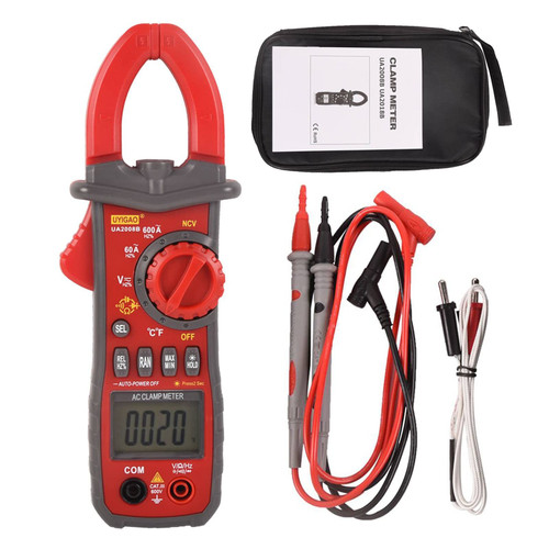 Digital Clamp Meter TRMS 6000 Counts, UA2008B Clamp Multimeter AC/DC Voltage Clamp Meter 600A Current Meter Auto-ranging Measures Resistance, Capacitance, Temperature, Diodes, Continuity