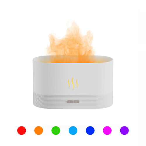Upgraded Flame Diffuser DQ701A 180ml Aromatherapy Oil Diffuser Ultrasonic Cool Mist Diffuser with Waterless Auto Shut-Off Protection; 5 Color Flame Lights for Home/Office