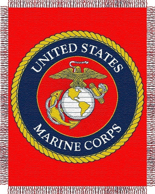 USMC Military Woven Jacquard Throw Blanket; 46" x 60"