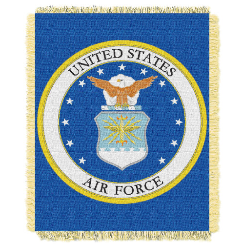 US Air Force Military Woven Jacquard Throw Blanket; 46" x 60"