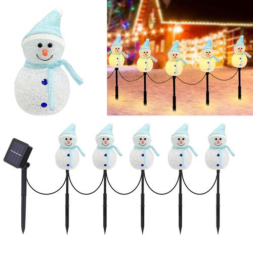 Christmas Pathway Lights Outdoor, 5PCS Snowman Solar Christmas Decorations Light