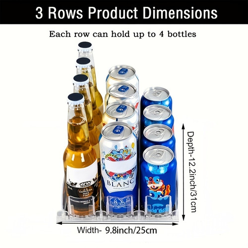 1 Set 3/4/5 Rows Soda Can Dispenser, Refrigerator Bottle Can Organizer, Self-Pushing Soda Can Dispenser Holds Up To 12 Cans, Beverage Storage For Pantry/Vending Machine