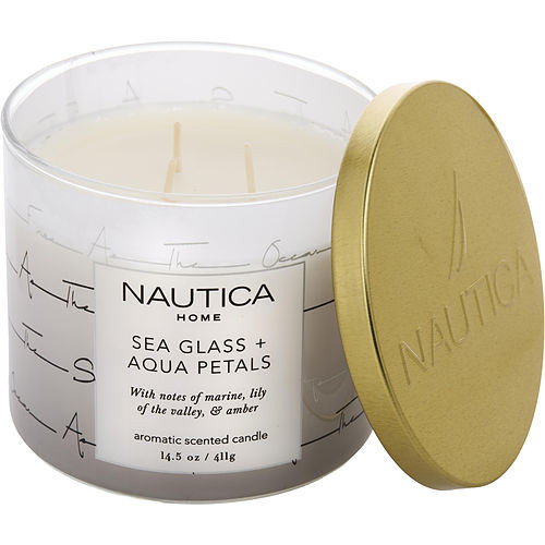 NAUTICA AQUA PETALS & SEA GLASS by Nautica SCENTED CANDLE 14.5 OZ