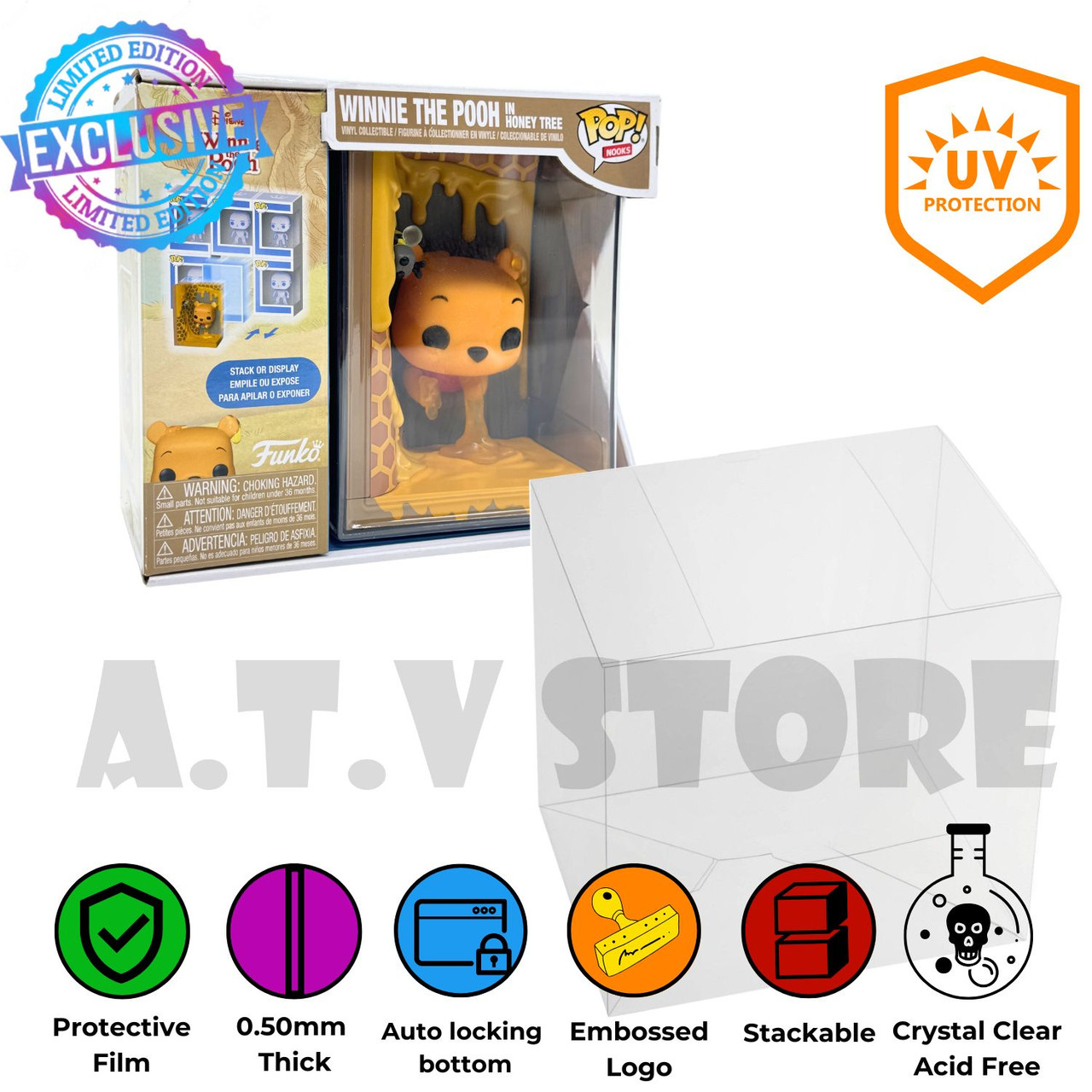 Love Believer Pop Protector Per Funko Pop 4" (10 Cm) - Custodia In PET Trasparente 12x9,1x16,2 Cm - Spessore 0,3mm Con Pellicola Protettiva