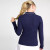 CALIA Women's Rib Long Sleeve Johnny Golf Polo, Large, Pure White