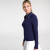 CALIA Women's Rib Long Sleeve Johnny Golf Polo, Large, Pure White