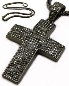 Black Iced out Cross Hip Hop pendant w 