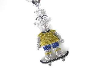 YELLOW AND BLUE SILVER Iced Pendant 