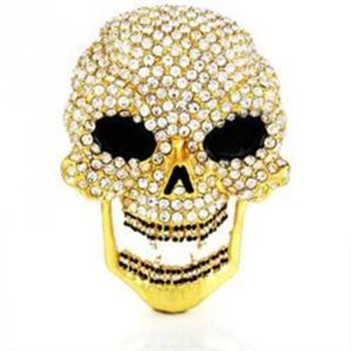 Iced out skull belt buckle 14k gold plated