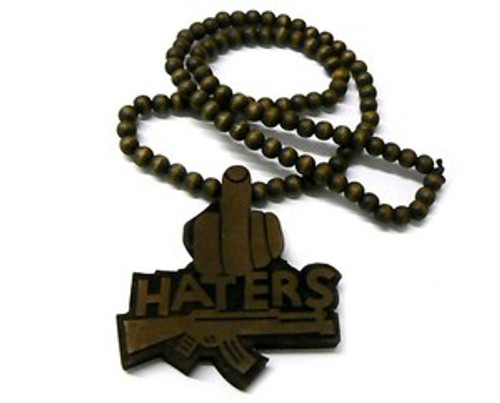 "Brown Good Wood Haters pendant w/FREE Beaded chain