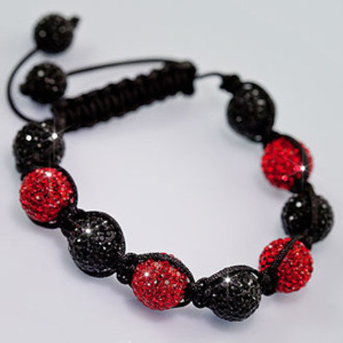 "NEW SHAMBHALA RED& BLACK DIAMOND BEAD 12MM JAY Z KAYNE BRACELET MACRAME