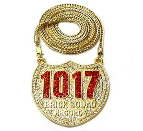 "1017 Gucci Mane Waka Flocka 23kGold plated RED ICE Piece w/FREE 36" chain