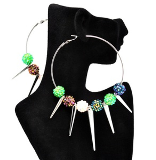 "Basketball Wives-Color Iced Out Spikes earrings 2