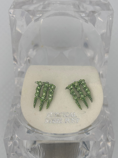 Iced Out Energy Drink Earrings | Silver