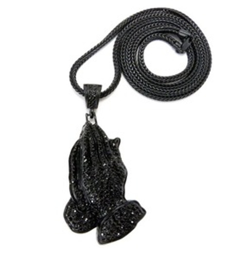 "Praying Hands Pendant Black w/FREE 36" Chain SALE!