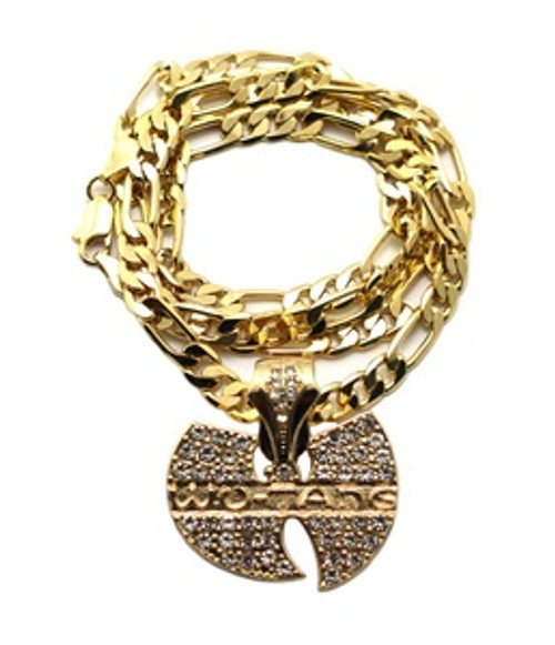 "1-WU-TANG2  Gold Pendant w/FREE 30" Cuban link Chain