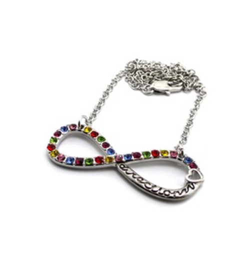 "Silver 8 Multicolor stone Pendant and Chain Set