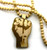 "Power Fist Natural Wooden Pendant w/FREE 36" Beaded Chain 