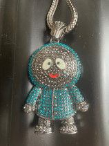 LARGE 3" SilverBlack-Blue Kenny Southpark pendant . Comes with this beautiful 36" Matching chain. Fantastic gift idea. The women/ girls absolutely love him...The guys do too! Great conversation piece..Rapper Pendant