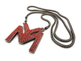 "1-YM YOUNG MONEY Red  Stone HIP HOP PENDANT