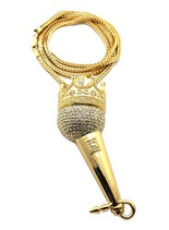 BIG KING SIZE 4.5" King Rapper Microphone w/FREE 36" Chain / SILVER