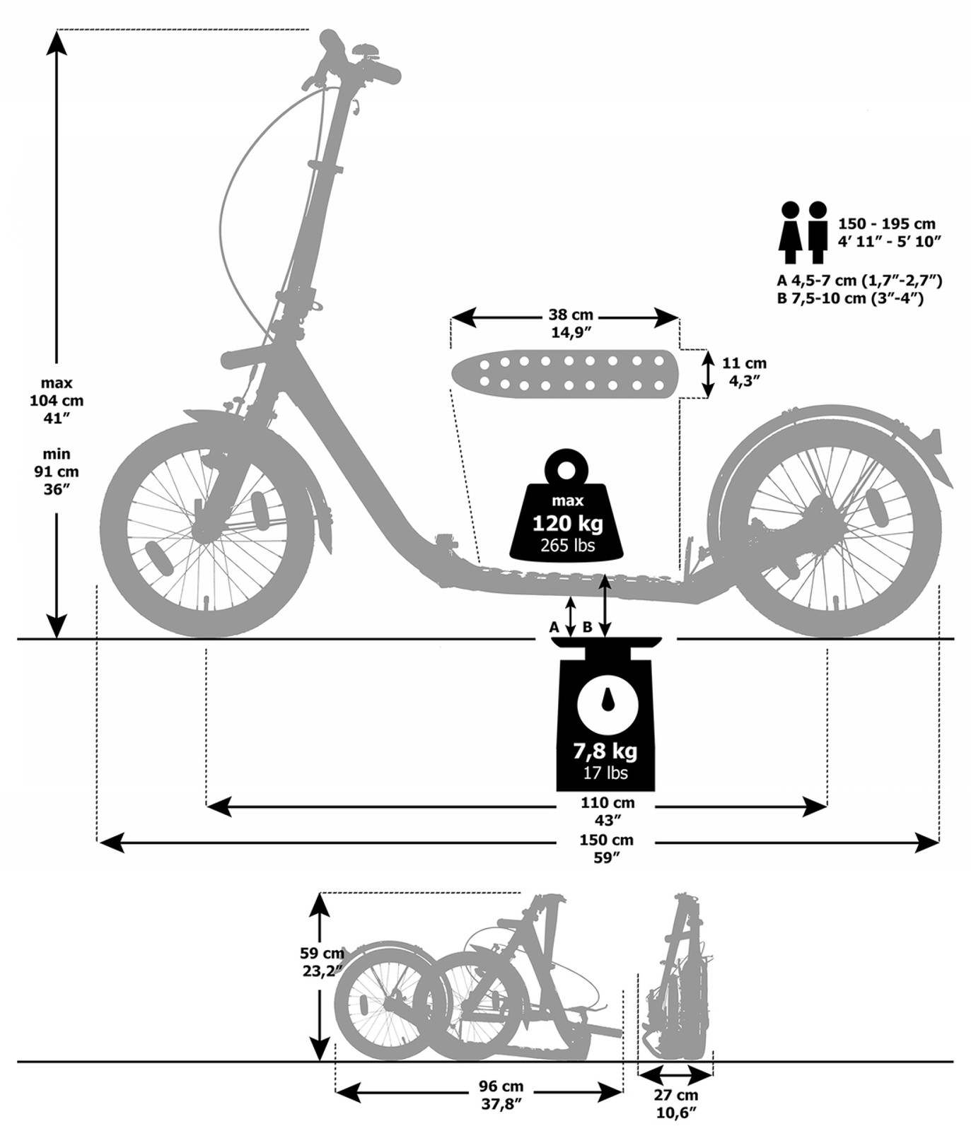 CliX Folding Scooter White