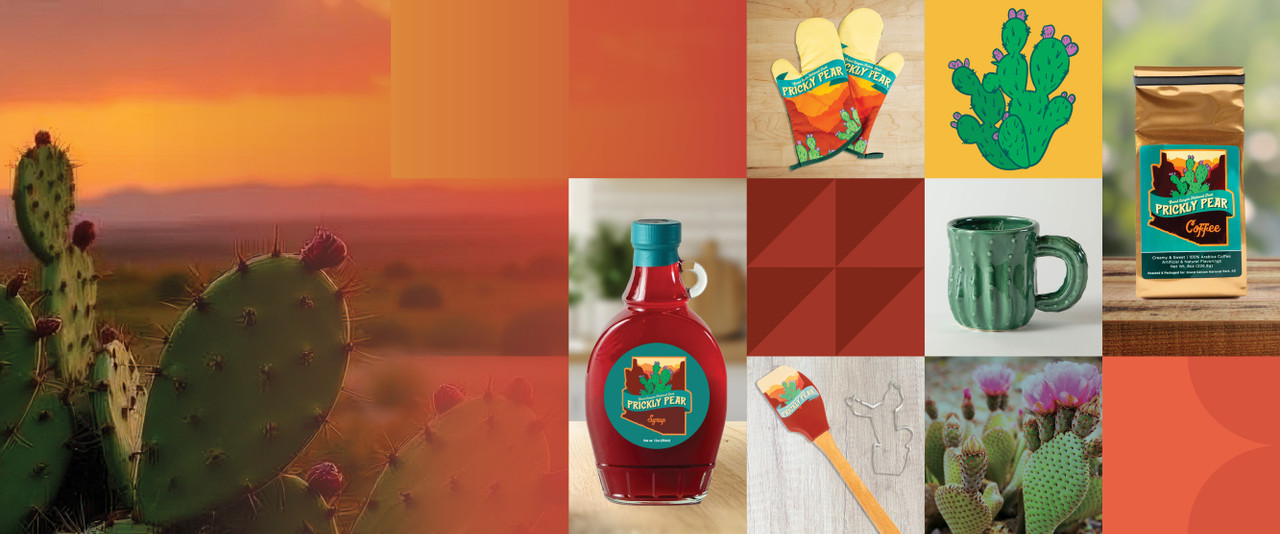 Prickly pear themed kitchen items and food