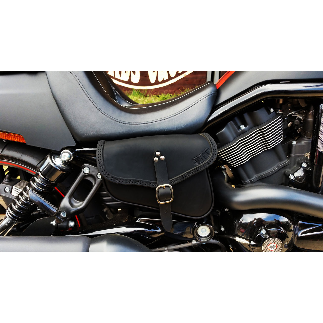 Tool Roll Bag Saddle Harley Chopper Bobber Motorcycle Black Distressed  Leather