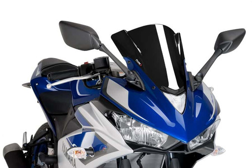 Z-RACING WINDSCREEN FOR YAMAHA YZF-R3 2015-2018 BY PUIG BLACK