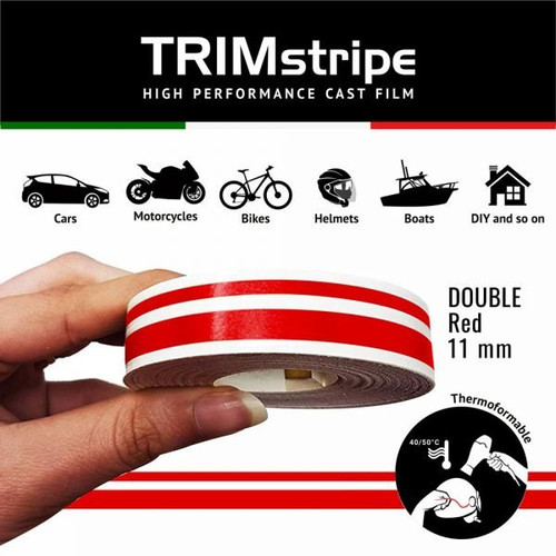 RED AUTOMOTIVE MOTORCYCLE 11mm DOUBLE TRIM TAPE DETAIL PINSTRIPE ADHESIVE VINYL