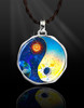 Yin And Yang Sun & Moon Positive Energy Pendant  From the "New Bohemian" Collection. Platinum Plated.