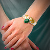 The Green Emerald "Feel Great" Cuff Bracelet.   Guaranteed authentic stone set in gold and silver.
