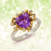 The “Talk To God” Higher Chakra Spiritual Communication Ring - Pyramid cut amethyst, white topaz, silver and gold plate.