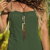 The Power Shaman's Boho Necklace -  Deer antler, carnelian, picture jasper and golden pheasant  feather.
