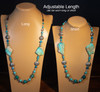  Item 55 Live Show. The Peaceful Feelings  Necklace. Turquoise,  Apatite,chrysocolla and sacred  4 point star symbol.  Silver beads. 