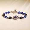 Item 41 Live Show. The Deep Intuition Bracelet. Collector's grade black sodalite, lapis and blue sky-flower cloisonne.  