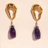  Item M21 Live Show. The  Waterdrop Earrings.  Purple quartz. Gold plate. 