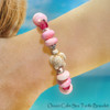 Ocean Calm Sea Turtle Bracelet.  The energy of rhythmic waves and inner peace.  With Royal Pink Conch, 