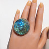 Item J25 -Labradorite Carved Medusa Ring. Adjustable size. 