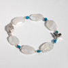 Item J28 - Old Stock AAA Indian Blue Fire Moonstone Bracelet With Dove Charm And Blue Apatite Charm 