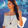 Live Show JL6. The Celestial Guide Necklace.  Directional 8 point star. Amethyst. Pearl. Lavender Amethyst. Cape Amethyst.
