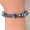 The Dancing Skies Aurora Borealis Bracelet. Rare AAA Blue Fire Labradorite. Goldstone. Blue Czech Glass Satellite Beads. 