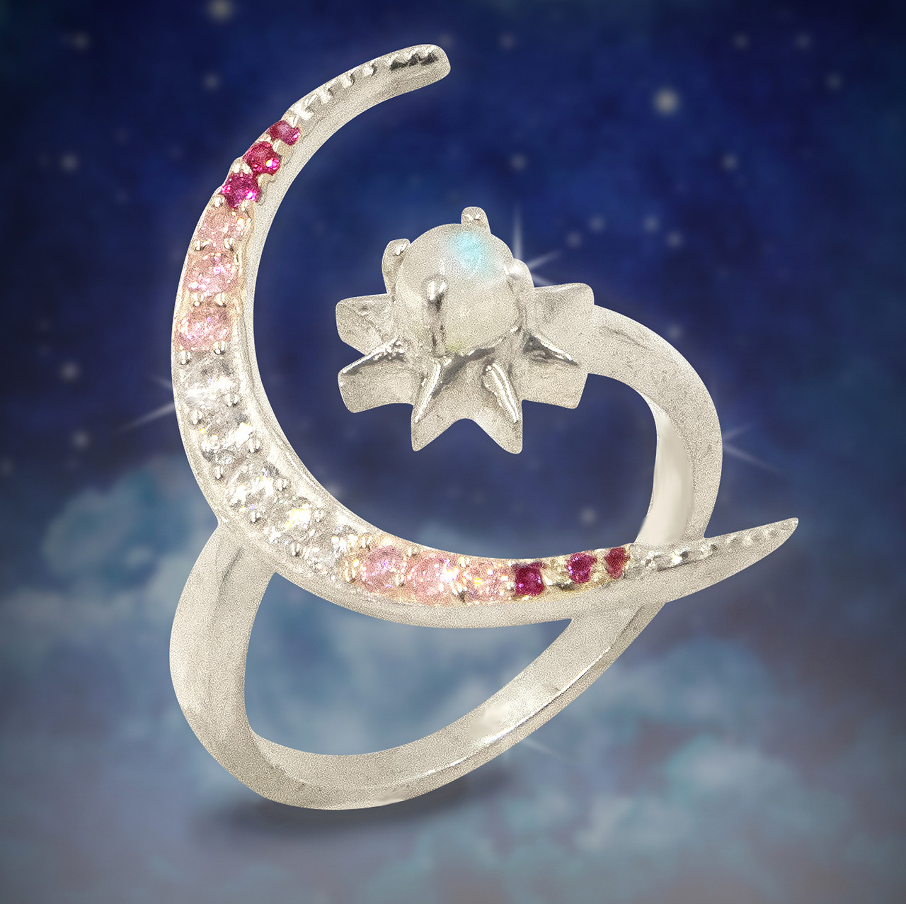 Moon Whit Rings Moon And Stars Ring