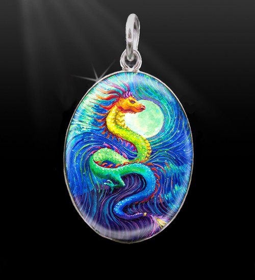 Dragon's Moon Silver Energy Charm