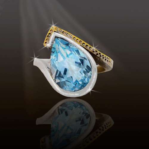 Item A7 Live show - Fabulous New Age Woman Blue Topaz Energy Ring