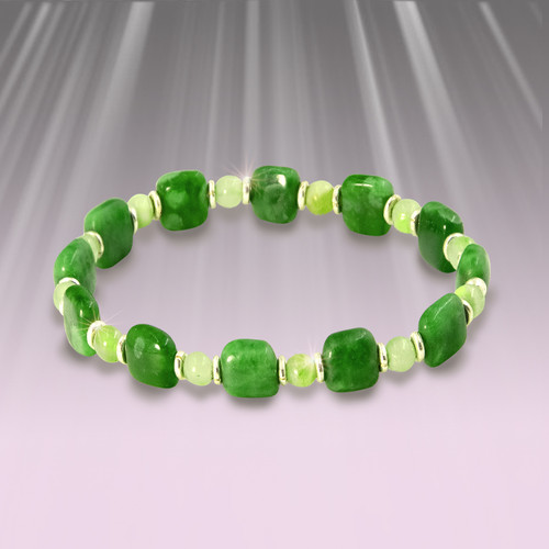 The Stone Of Youth And Vitality Energy Bracelet  -  Rare jade-albite and green calcite.