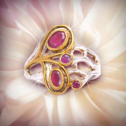 The Ruby Flower Transformation Ring - Gold , Silver And Ruby In A Unique And Powerful Flower Design