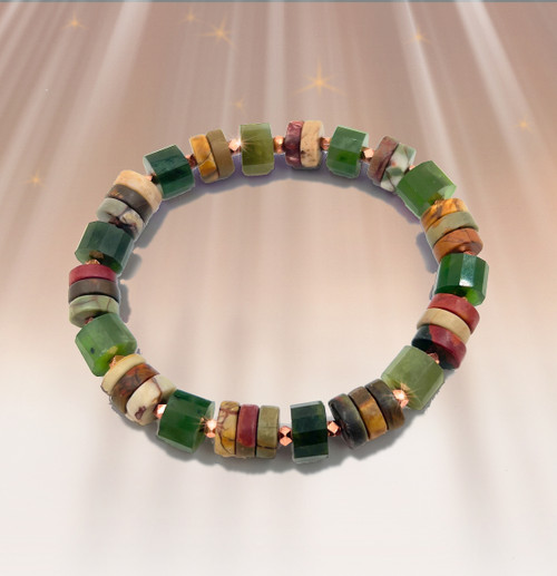 The Rich And Happy Energy Bracelet -  Energy infused, wealth attracting Canadian jade and red creek jasper. A Money Magnet™ design.