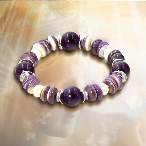 The Psychic Intuition Amplifier Bracelet - Rare authentic black amethyst, wampum beads and moonstone help you know things you should have no way of knowing.