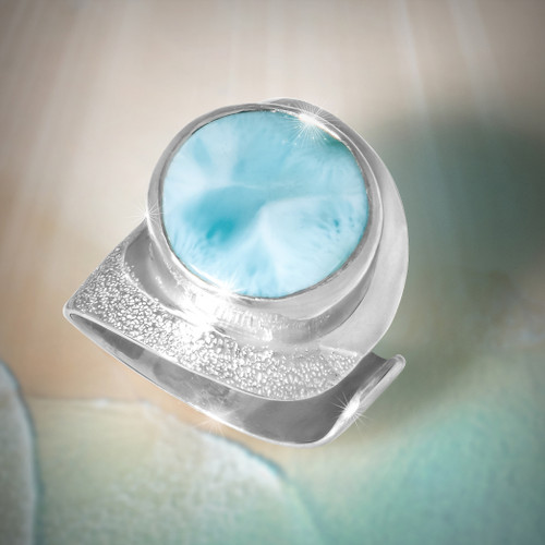 The Atlantis Stone  "Deep Contentment" Ring - Guaranteed authentic, soothing larimar in 925 silver.